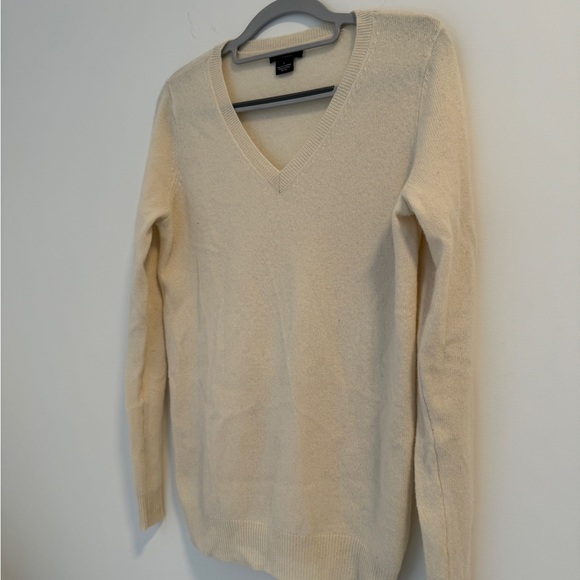 Women's Cream V-Neck Sweater - Picture 2 of 4